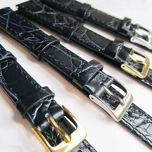 【送料無料】navy blue leather watch strap crocodile grain sizes 12 14 16 18 20mm top quality