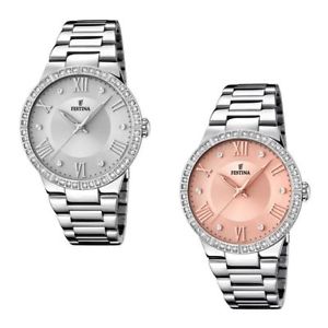 【送料無料】orologio solo tempo donna festina f16719 cassa e cinturino acciaio con cristalli