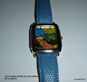 【送料無料】genuine leather strap hollywood watch bnwot or box needs battery rhinestones
