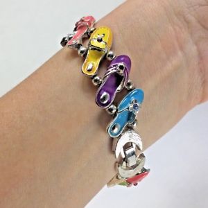 【送料無料】jennie b for avon colorful sandals enamel charm bracelet womens fashion watch