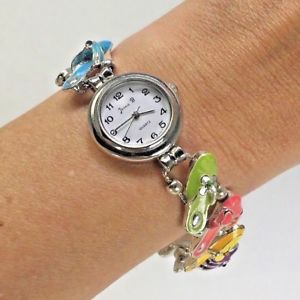 【送料無料】jennie b for avon colorful sandals enamel charm bracelet womens fashion watch