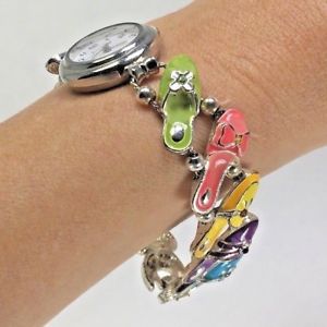 【送料無料】jennie b for avon colorful sandals enamel charm bracelet womens fashion watch