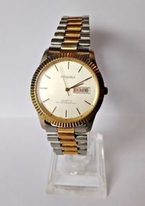 【送料無料】mens helbros invincible 2 tone quartz watch with daydate calendar 0184