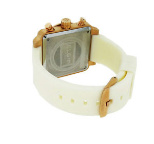【送料無料】elgin 1863 721031 mens cushion chronograph date rose gold tone silicone watch