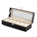【送料無料】mens 6 slots leather jewelry watch show case storage display box e1c7(2)