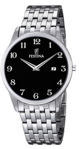 【送料無料】festina f68334 elegante herren edelstahl uhr mit datumsanzeige neu
