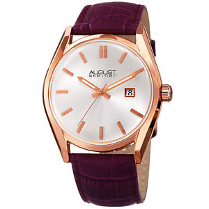 【送料無料】womens august steiner as8221pu quartz movement date genuine leather strap watch
