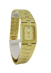 【送料無料】croton cn207293ylch womens rectangular analog roman numeral gold tone watch