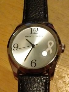 ̵vintage dana buchman pink cancer ribbon watch, running w batteryleather m