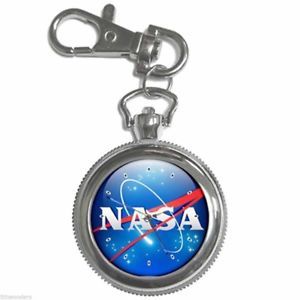 【送料無料】nasa vintage logo round silver metal key chain watch 【送料無料】nasa vintage logo round silver metal key chain watch