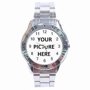 楽天hokushin【送料無料】stainless steel mens analogue watch custom personalized your picture photo