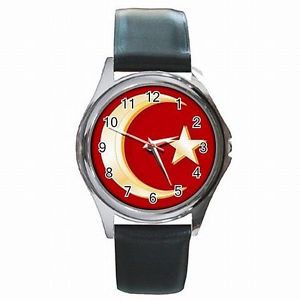 【送料無料】muslim crescent moon and star islam leather watch 【送料無料】muslim crescent moon and star islam leather watch