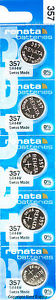 【送料無料】5 pc 357 renata watch batteries sr44w free ship 0 mercury