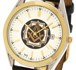 【送料無料】mens two tone tfx by bulova masonic blue lodge watch