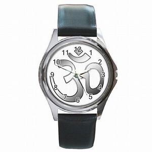 【送料無料】om aum hindu brahman symbol pranava leather watch