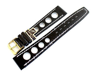 【送料無料】bracelet montre ancien vintage rallye, racing, boucle dore 18 mm d51 5
