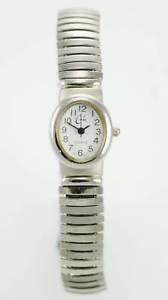 【送料無料】cache watch womens silver stainless steel stretch water resistant white quartz