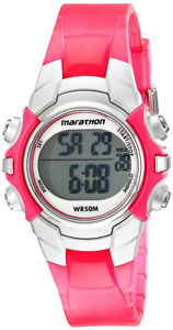 【送料無料】timex womens marathon 50m digital night light pink resin watch t5k808