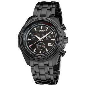【送料無料】 mens akribos xxiv ak617bk chronograph tachymeter stainless steel watch