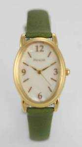【送料無料】prescott white womens stainless gold green leather easy read quartz watch