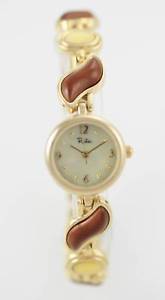 【送料無料】relic watch women gold stainless steel stones wood water resistant pearl quartz