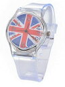    montre bracelet transparent imprim drapeau uk, royaumeuni, quartz