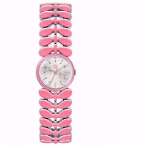 【送料無料】orla kiely laurel stainless steel adjustable strap watch pink silver rrp 165