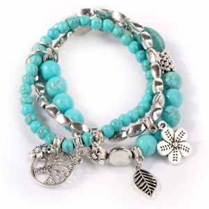 【送料無料】ethnic blue turquoise beaded bracelet hollow tree leaves flower plant charm mult 【送料無料】ethnic blue turquoise beaded bracelet hollow tree leaves flower plant charm mult