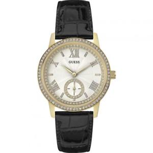 楽天hokushin【送料無料】orologio donna guess gramercy w0642l2 pelle nero gold dorato swarovski