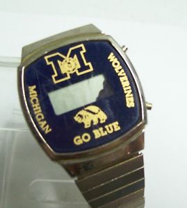 【送料無料】vintage university michigan go blue led watch as is