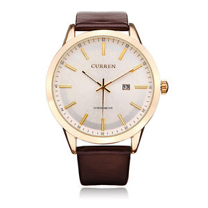 【送料無料】curren 8114 brown pu leather date gold round men wrist quartz watch 【送料無料】curren 8114 brown pu leather date gold round men wrist quartz watch