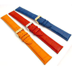 【送料無料】xxl coloured padded croc grain leather watch strap 18mm 24mm 3 colours c005