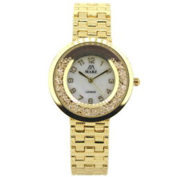 【送料無料】mabz london ladies gold stainless steel moving stone case watch