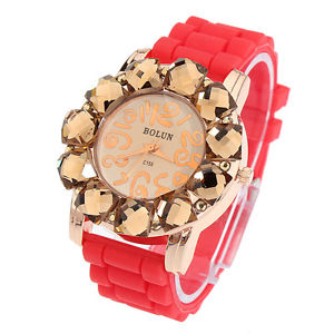 【送料無料】silicone cute big rhinestone gold analog fashion women wrist watch 【送料無料】silicone cute big rhinestone gold analog fashion women wrist watch