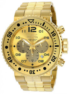 【送料無料】invicta mens pro diver chronograph 500m gold plated stainless steel watch 25076