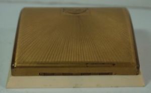 【送料無料】vtg bulova watch jewelry box art deco gold toned plastic hinged cover 5th ave ny