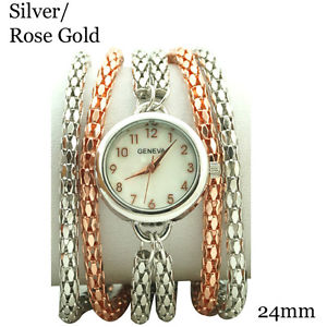 【送料無料】6 rows elegant charm multi strand chain bracelet watch 24mm
