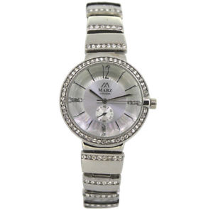 RCR 【送料無料】mabz london ladies silver crystal cut glass stone encrusted watch