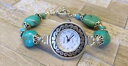 yzgeneva sterling silver turquoise wristwatch bracelet ~ 370grams 15e7942