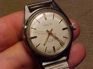 【送料無料】original vintage taco ss mans wristwatch 17j waterproof