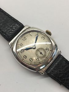 【送料無料】vintage rone sterling silver 1933 sportsmans cushion wrist watch 15j swiss works