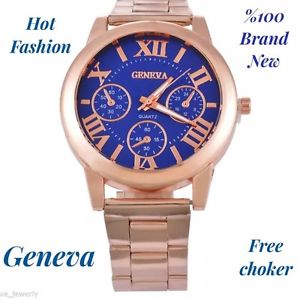 【送料無料】geneva watch rose gold women men watch jewelry watches valentines gift