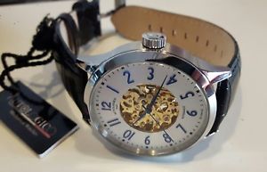 【送料無料】orologio uomo automatico,autologico italy,classic,scheletrato,cassa acciaio 42mm