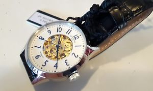 【送料無料】orologio uomo automatico,autologico italy,classic,scheletrato,cassa acciaio 42mm