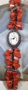 【送料無料】fred belay red jasper watch womens silvertone oval beaded case runs well