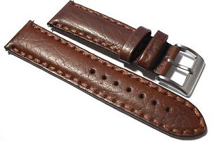 【送料無料】buffalo grain brown italian leather watch strap hand stitched, 18, 20 amp; 22mm