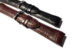 【送料無料】unusual curved end matt crocodile grain leather watch strap 18, 20, 22 and 24mm