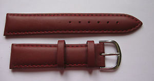 【送料無料】bracelet montre en cuir rouge bordeau surpique 20mm