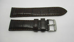 【送料無料】bracelet montre en cuir marron type crocodile double en cuir 22mm 【送料無料】bracelet montre en cuir marron type crocodile double en cuir 22mm