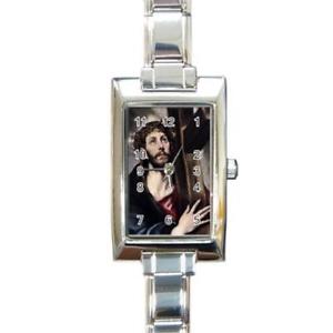 【送料無料】christ carrying cross rectangular italian charm watch rt61